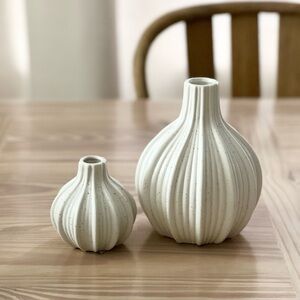 Off white speckled ceramic vases farmhouse bohemian modern home decor